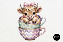 Easter Baby Animals In Teacups PNG Watercolor Clipart Product Image 3