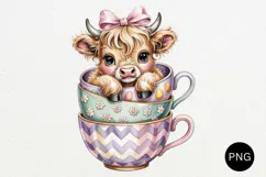 Easter Baby Animals In Teacups PNG Watercolor Clipart Product Image 3