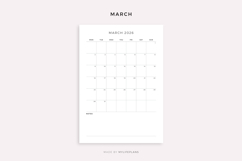 2026 Monthly Calendar with Notes, Printable, A4/Letter Size Product Image 3
