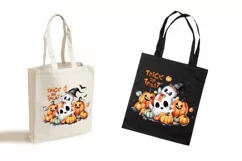 Trick or Treat, Halloween Lettering PNG, Ghost and Pumpkin Product Image 3