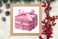 Pink Christmas Crochet Clipart, Christmas PNG Product Image 3