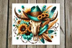 Western skulls| straight skinny tumbler sublimation design P Product Image 3
