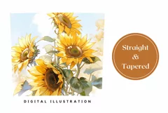 Sunflowers Tumbler Wrap, Watercolor Sunlowers Sublimation Product Image 3