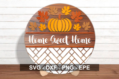 Home Sweet Home Fall Round Sign SVG Product Image 3