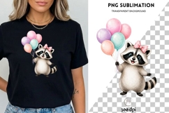 Raccoon with Balloons PNG, Cute Birthday Raccoon Clipart Product Image 3