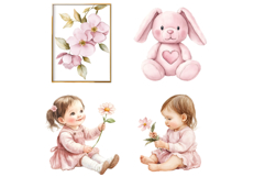 Pink baby girl clipart Product Image 2