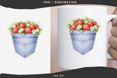 Denim pocket strawberries png design for T-shirts Product Image 3