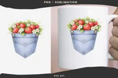 Denim pocket strawberries png design for T-shirts Product Image 3