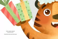 Funny Christmas Santa Tiger, New Year 2022 clipart Product Image 3