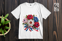 Patriotic Crochet Hydrangea Bouquet Clipart Sublimation PNG Product Image 3