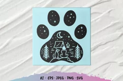 Monogram Girl and Pet at Campsite in Animal Paw SVG Product Image 1