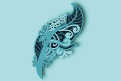 Feather 3D Multilayer SVG/ Feather Paper Cut/Feather mandala Product Image 3