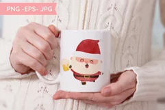 Watercolor santa christmas watercolour happy new year xmas Product Image 5