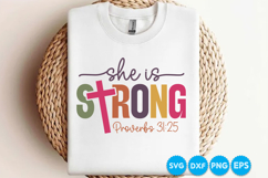 She Is Strong Proverbs quotes Christian SVG Design Product Image 2