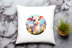 Cute Floral Goat Clipart Sublimation PNG Product Image 3