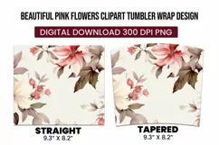 Beautiful pink Flowers clipart tumbler warp design Product Image 3