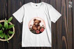 Cute Teddy Bear With Roses Clipart Sublimation PNG Product Image 3