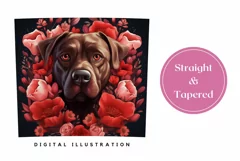 Chocolate Labrador Tumbler Design, Floral Dog Sublimation Product Image 3
