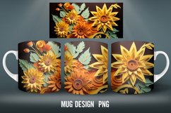 3D flowers Mug Sublimation PNG | Mug Wrap 3D Flowers Product Image 3