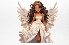 Christmas Black Angel Clipart Fashion Girl PNG Product Image 3
