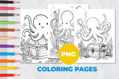 Octopus with treasures Coloring Pages | Coloring book Product Image 1