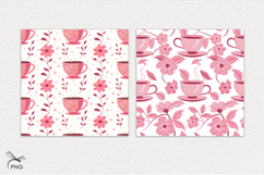 Flowers and coffee digital paper, background clipart Product Image 3