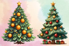 Watercolor Christmas tree clipart Bundle, Christmas Bundle Product Image 4