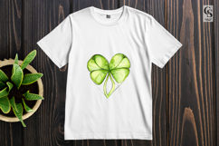 Green Shamrock Heart Watercolor Clipart Sublimation PNG Product Image 3