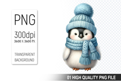 Christmas Penguin Clipart PNG, Festive Penguin Sublimation Product Image 1