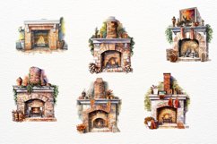 Watercolor Fireplaces Clipart, Cozy Fireplaces Product Image 4