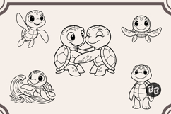 Cute Turtle SVG Bundle - Happy &amp; Funny Sea Turtle Cut Product Image 3