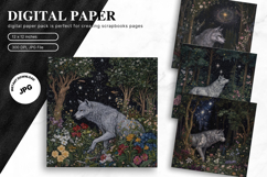 Wolf Wall Art Digital Paper Backgrounds Printable Scrapbook Product Image 1