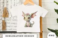 Watercolor cute Dragon sublimation png Product Image 3