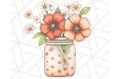 Flowers in Glass Jars PNG, Rustic Floral Watercolor Clipart Product Image 3