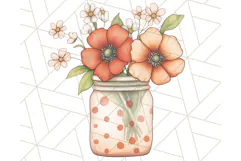 Flowers in Glass Jars PNG, Rustic Floral Watercolor Clipart Product Image 3