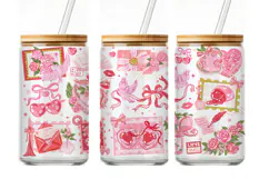 Love Letter Valentine Glass Can Wrap Vintage Stamp Design Product Image 3