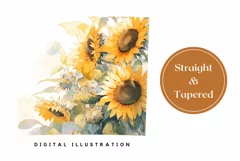 Sunflower Tumbler Template, Watercolor Flowers Sublimation Product Image 3