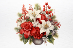 Christmas Flower Bouquet Clipart PNG Product Image 3