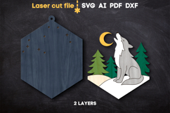 Wolf Christmas Ornament SVG laser cut files for Glowforg Product Image 3
