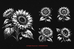 10 Bundle Dark Art Sun Flower Botanical Sunflower Floral Product Image 5