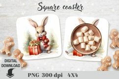 Christmas Square coaster, coaster sublimation, christmas Product Image 1