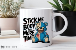 Creepy Blue Teddy Bear Cartoon Vector Illustration PNG Product Image 2