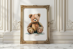 Watercolor Teddy Bear Wall Art Print Product Image 3