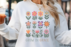 Grow In Grace PNG, Wildflowers Sublimation Product Image 3