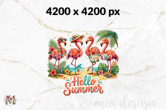 Hello Summer Flamingo PNG, Tropical Beach Sublimation Design Product Image 2