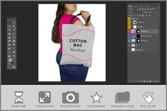 Cotton Bag Mockup with Woman PSD Product Image 3