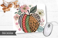 Whimsical Apple Illustration Animal Prints Flowers Mouse Pad Product Image 1