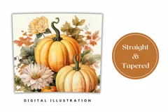 Watercolor Pumpkins Sublimation PNG, Pumpkins Tumbler Wrap Product Image 3