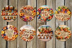 Beach Life flowers | summer Car coaster &amp; key chain designs Product Image 3