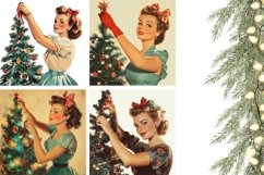 Retro Christmas Woman Pillowcase PNG, Winter Pillow Designs Product Image 3
